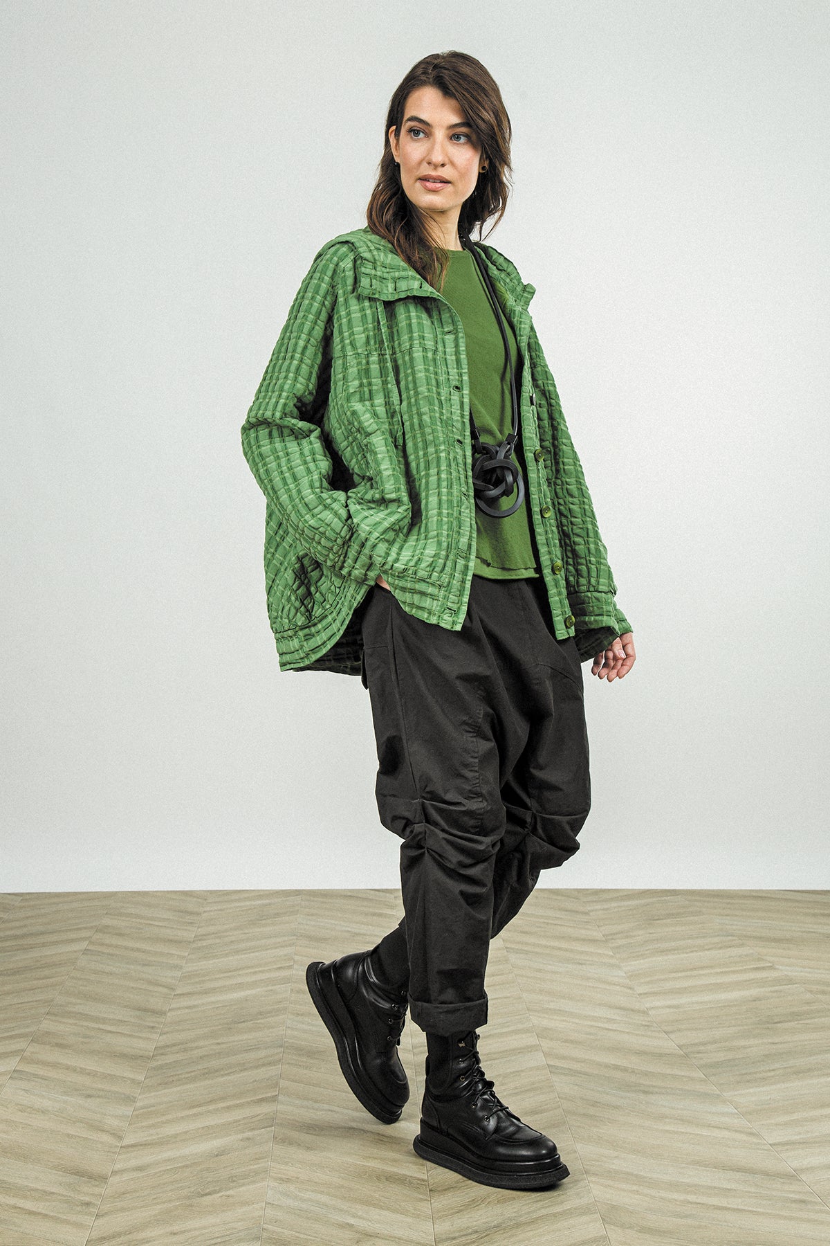 Hooded Loose Shamrock Green Linen Cotton Jacket