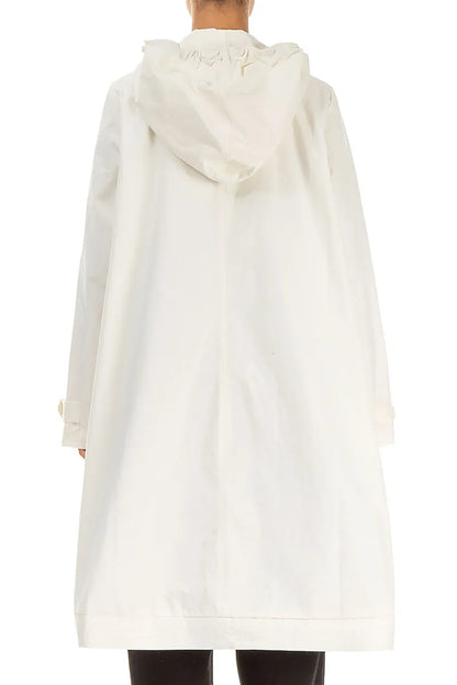 Baumwollmantel mit Kapuze in Off-White