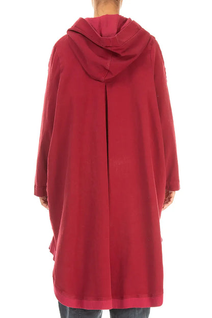 Hooded Oversized Ruby Stretch Cotton Coat