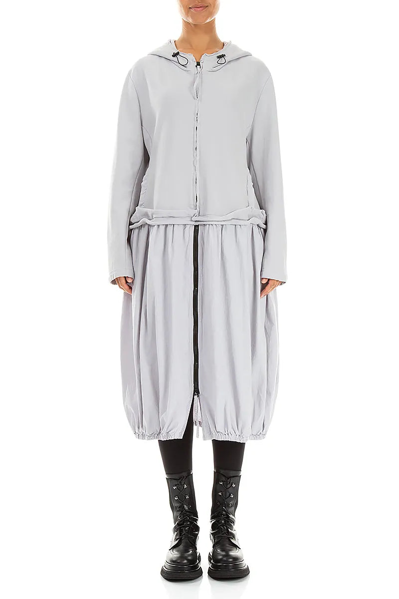 Hooded Pearl Grey Cotton Jacket Dress