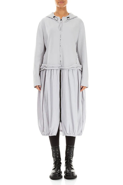 Hooded Pearl Grey Cotton Jacket Dress