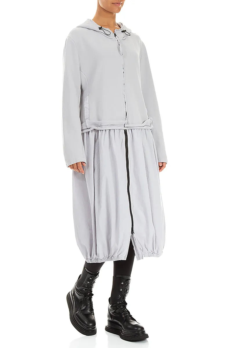 Hooded Pearl Grey Cotton Jacket Dress