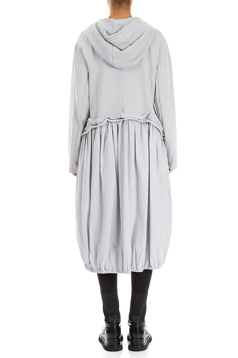 Hooded Pearl Grey Cotton Jacket Dress