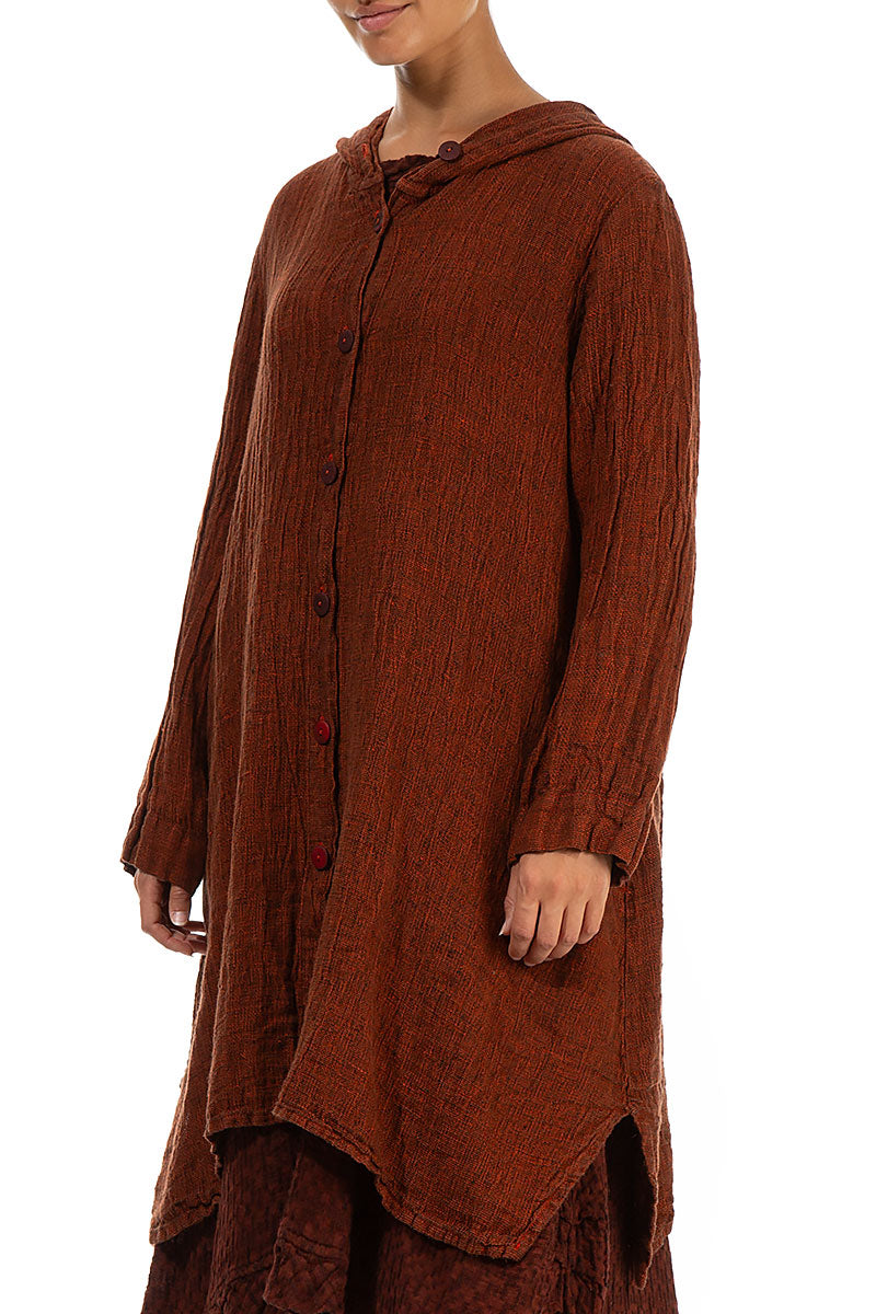 Hooded Saffron Mélange Linen Jacket 3