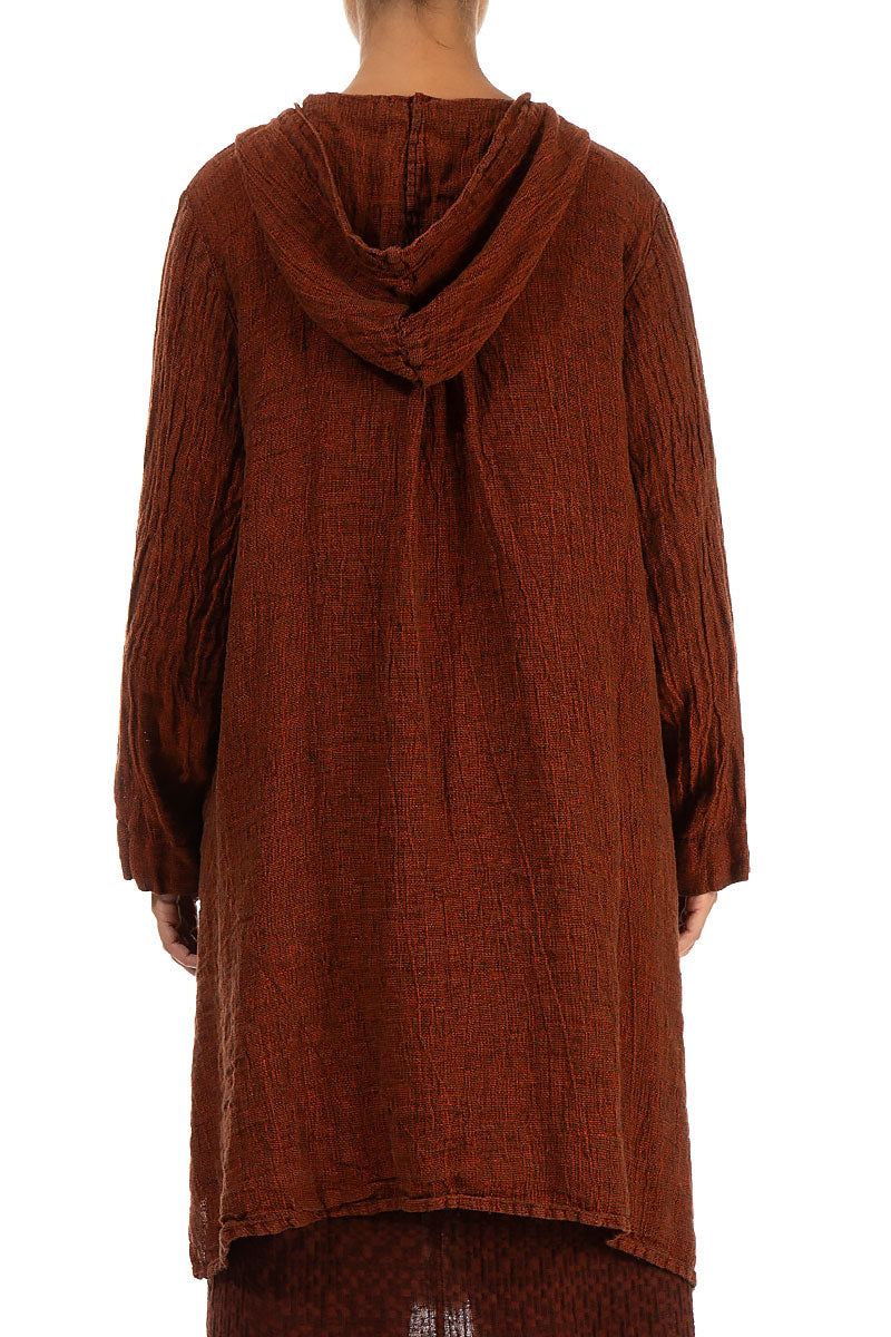 Hooded Saffron Mélange Linen Jacket 2