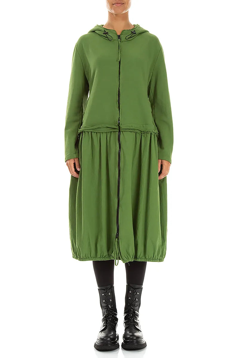 Hooded Shamrock Green Cotton Jacket Dress