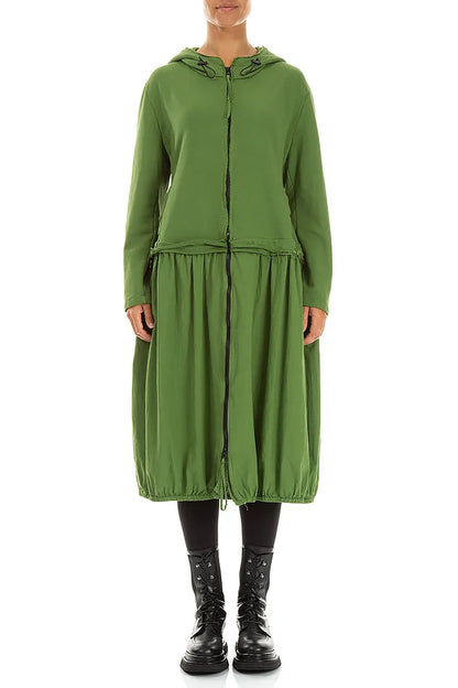 Hooded Shamrock Green Cotton Jacket Dress