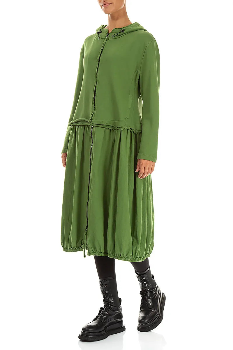 Hooded Shamrock Green Cotton Jacket Dress