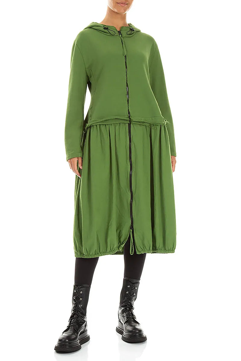 Hooded Shamrock Green Cotton Jacket Dress