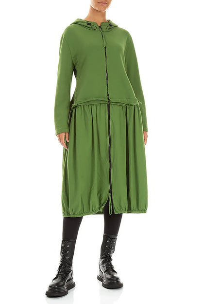 Hooded Shamrock Green Cotton Jacket Dress