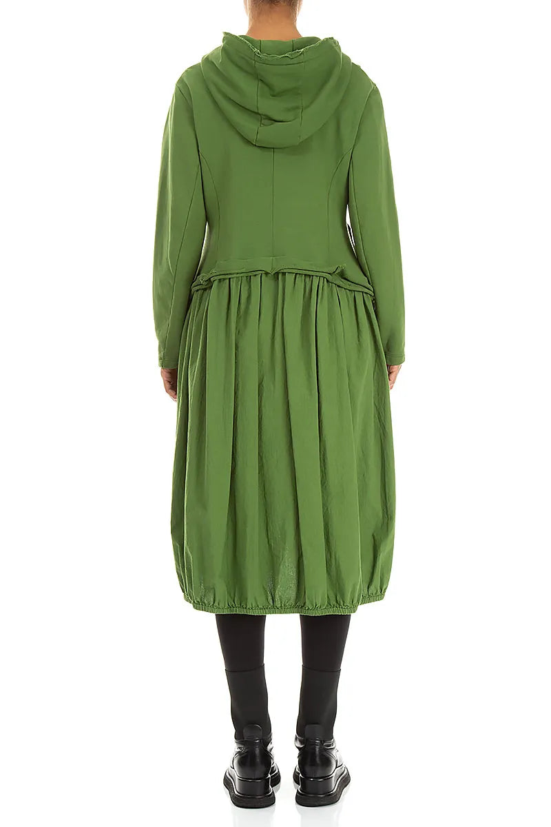 Hooded Shamrock Green Cotton Jacket Dress