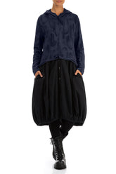 Hooded Slate Blue Paintwave Cotton Jacket Dress 4