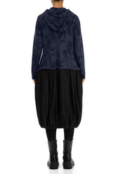 Hooded Slate Blue Paintwave Cotton Jacket Dress 2