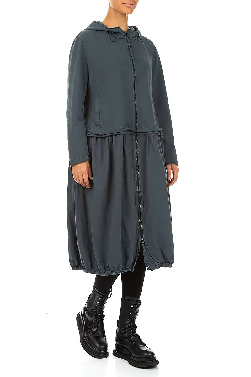 Hooded Slate Cotton Jacket Dress 3