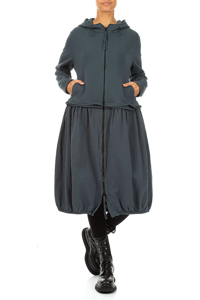 Hooded Slate Cotton Jacket Dress 4
