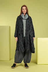 Hooded Textured Bubbles Graphite Linen Jacket 6