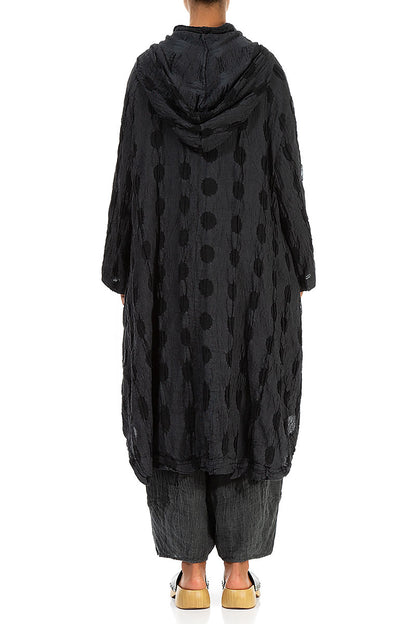 Hooded Textured Bubbles Graphite Linen Jacket 2