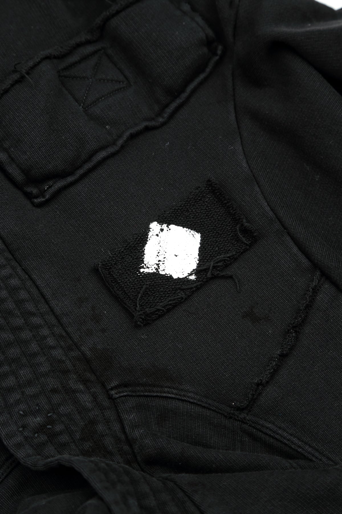 Hooded Three Pockets Black Silver Metallic French Terry Cotton Jacket 7