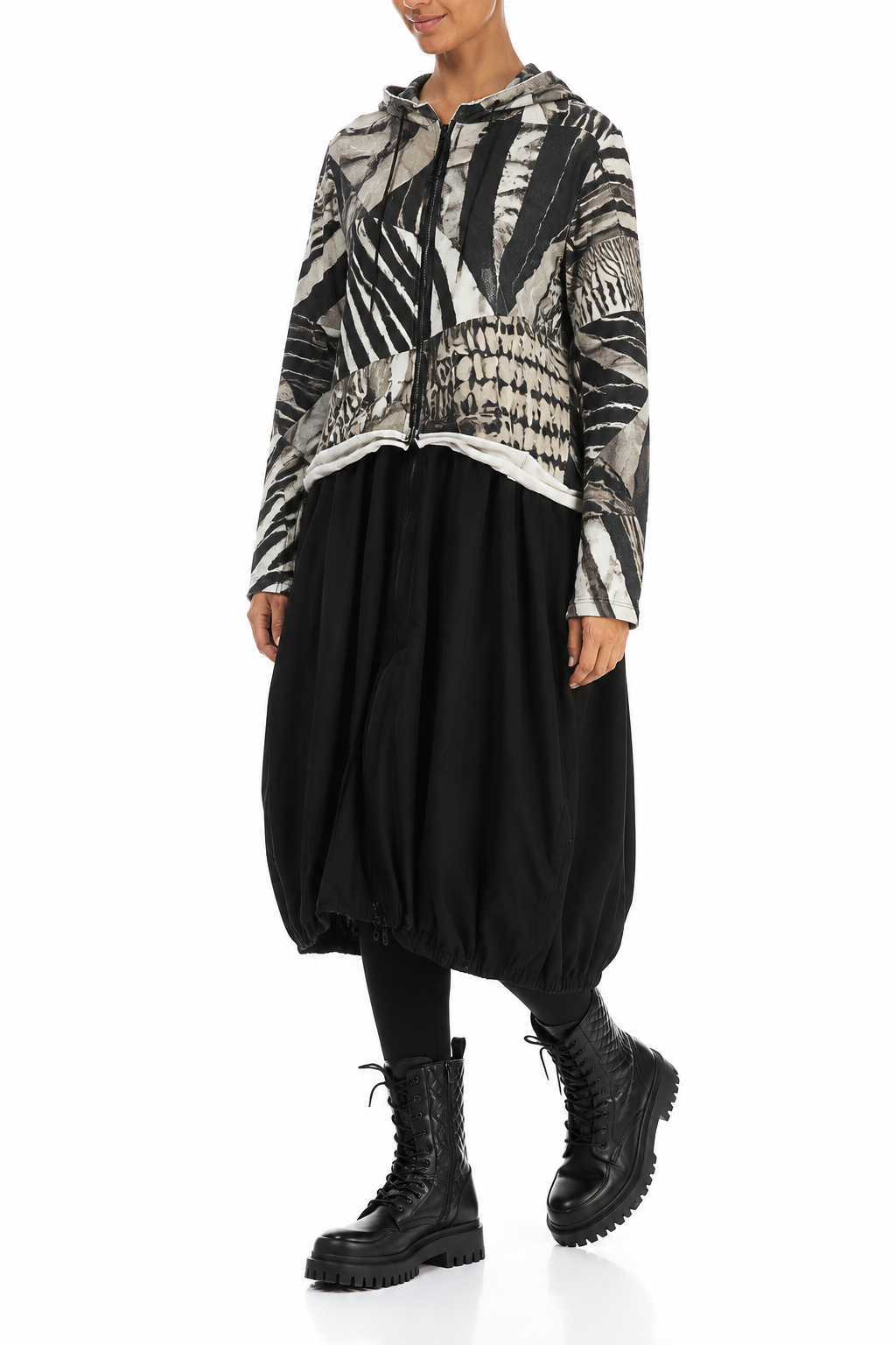 Hooded Wild Ink Cotton Jacket Dress 3
