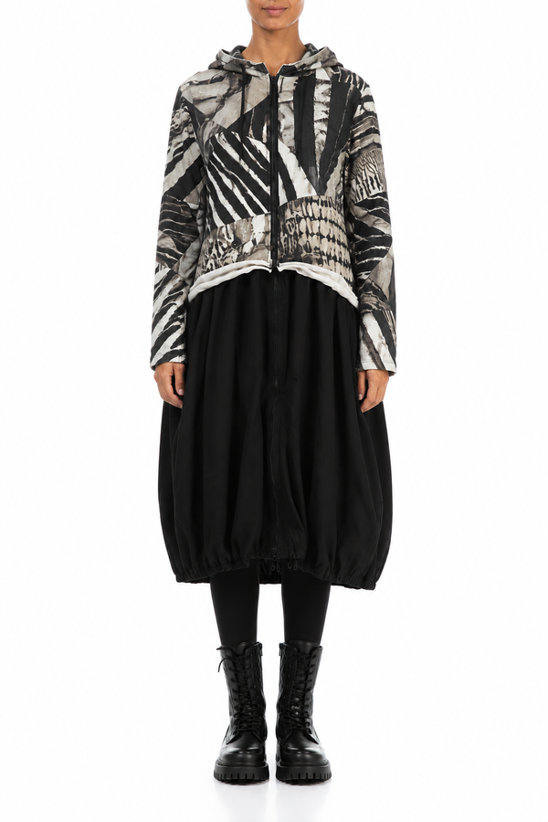 Hooded Wild Ink Cotton Jacket Dress 1