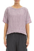 Horizontal Hem Crinkled Lilac Silk Linen Blouse 1
