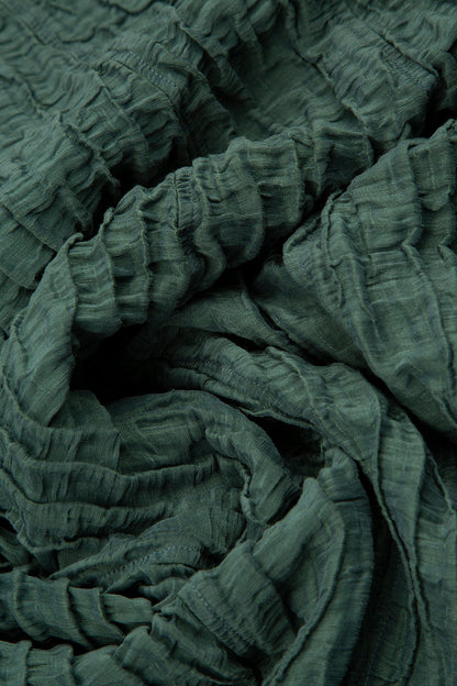 Horizontal Hem Crinkled Sage Silk Linen Blouse 5