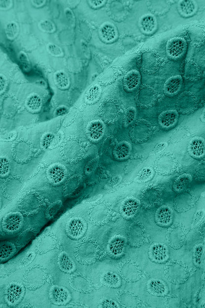 Embroidered Turquoise Cotton Dress 5