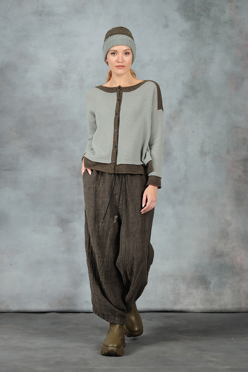 Khaki Edge Pistachio Wool Cardigan 7