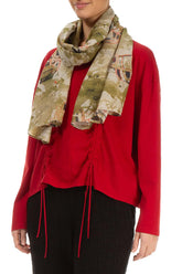 Khaki Retro Silk Cotton Scarf 3