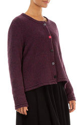 Knitted Buttons Mulberry Wool Cardigan 3