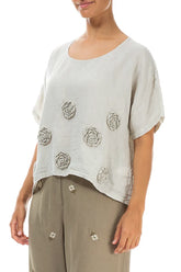 Knitted Flowers Laurel Green Linen Blouse 3
