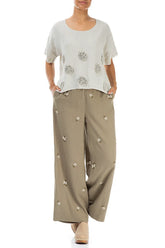Knitted Flowers Laurel Green Linen Blouse 4