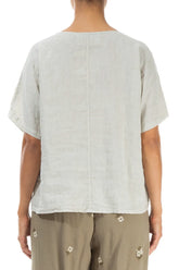 Knitted Flowers Laurel Green Linen Blouse 2