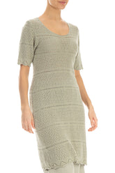 Knitted Laurel Green Linen Tunic Dress 3