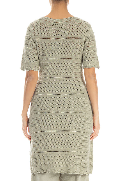 Knitted Laurel Green Linen Tunic Dress 2