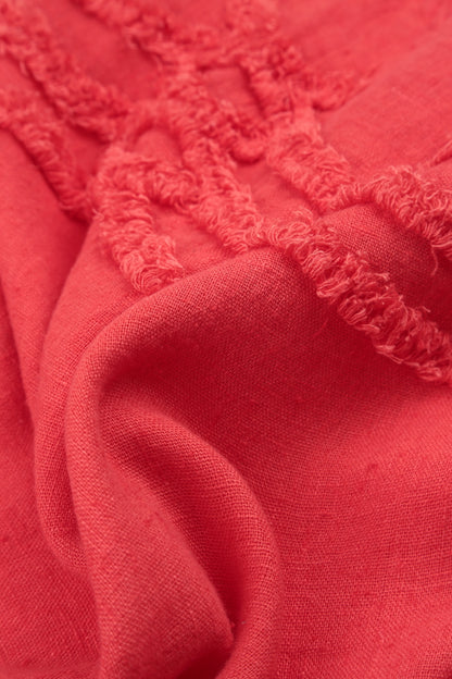 Decorated Bright Red Linen Tunic 5
