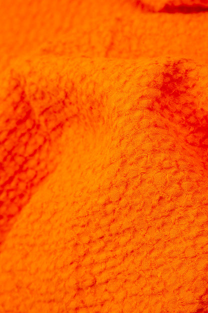 Textured Cowl Neck Sleeveless Neon Orange Linen Tunic 5