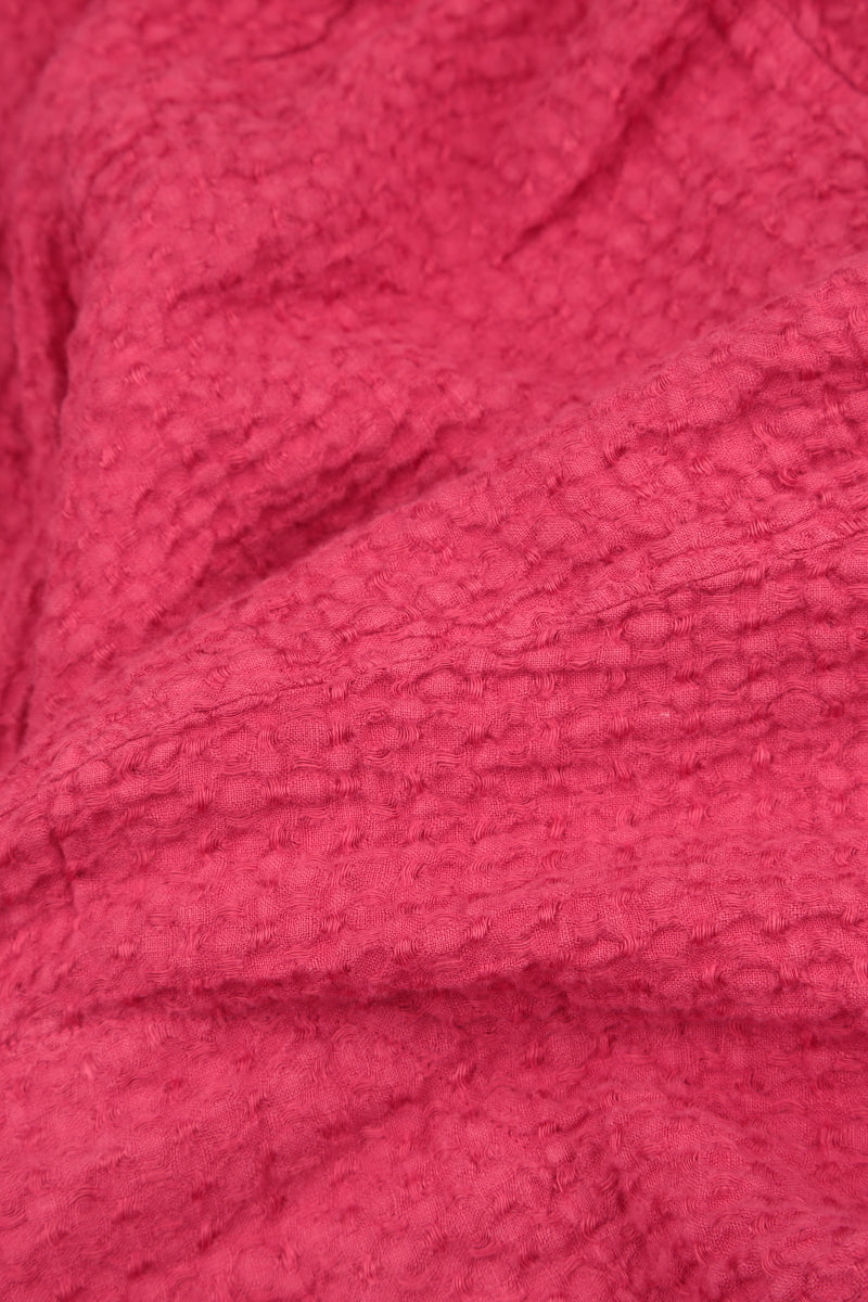 Flared Raspberry Textured Linen Dress 5