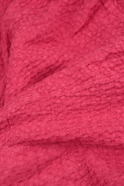 Flared Raspberry Textured Linen Dress 5