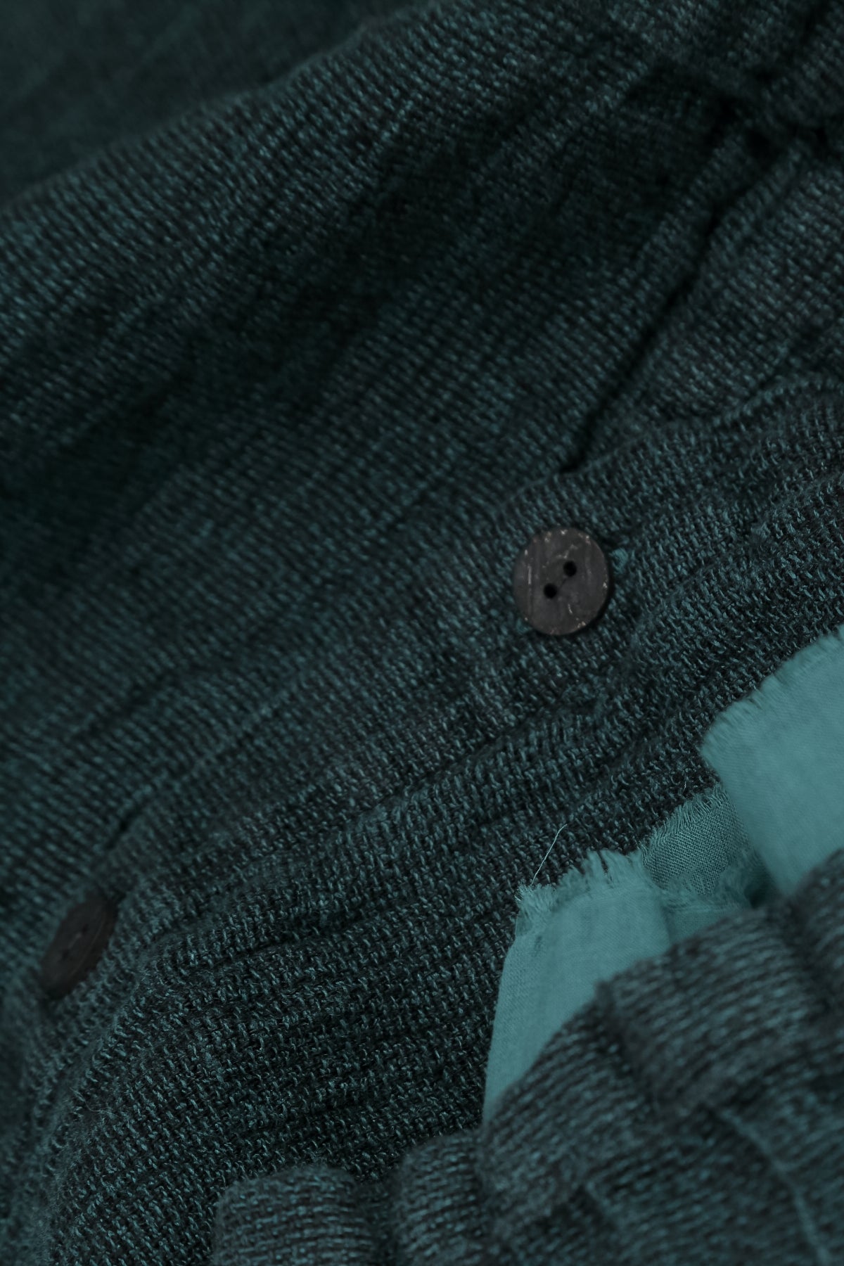 Layered Deep Truquoise Mélange Linen Shirt