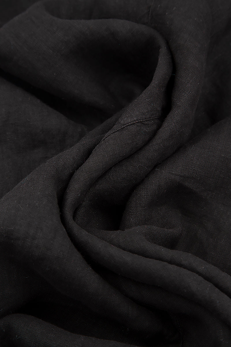 Strappy Black Linen Dress