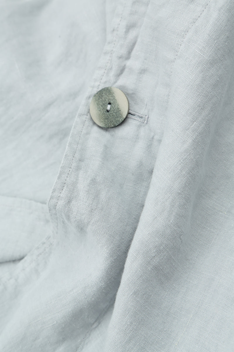 Veste Blazer en Lin Gris Argenté à Bouton Unique