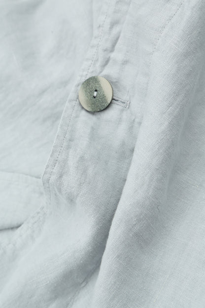 Veste Blazer en Lin Gris Argenté à Bouton Unique