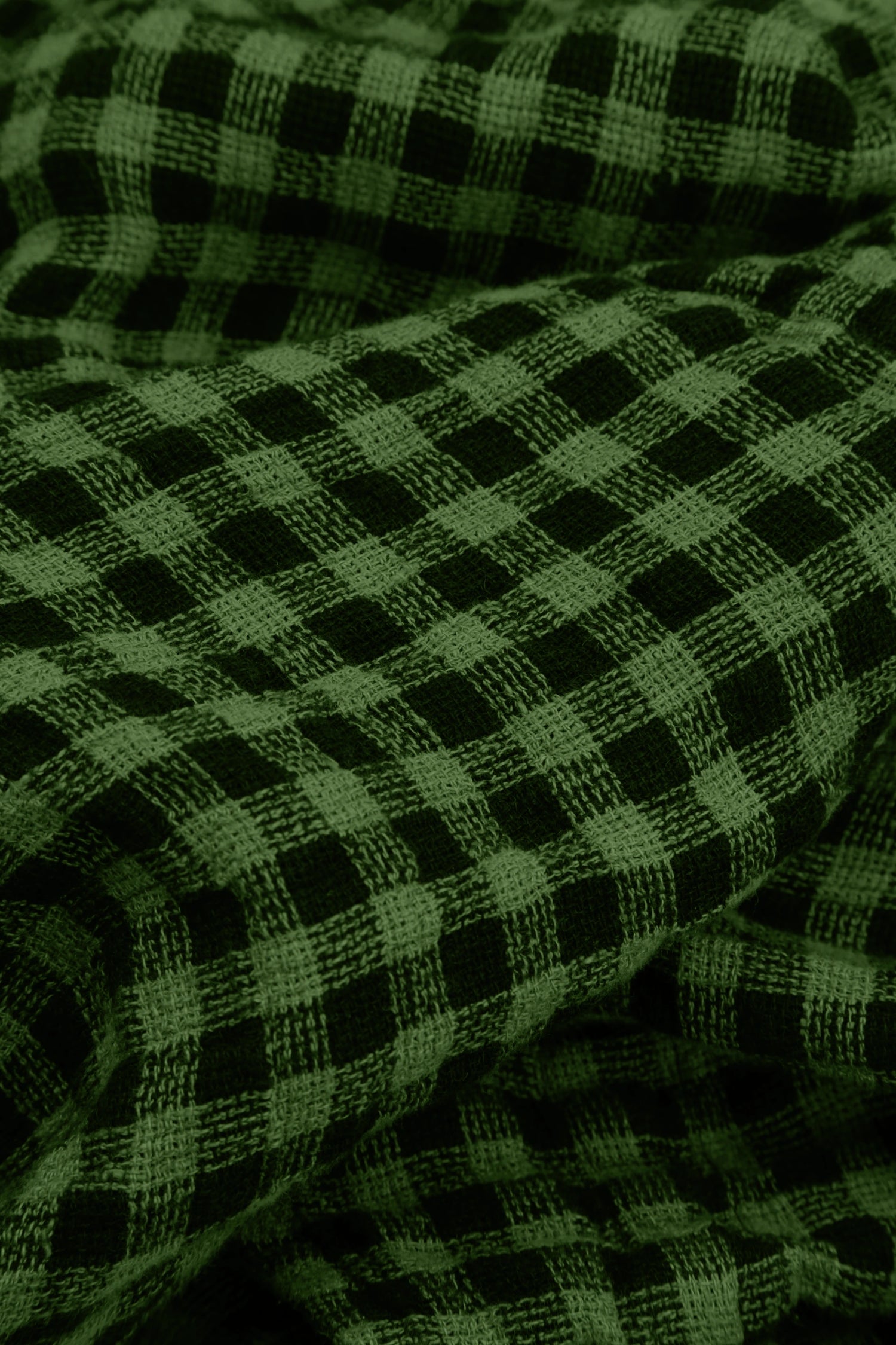 Floaty Shamrock Green Check Linen Midi Dress