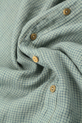 Raw Edge Laurel Green Grid Check Linen Shirt 5
