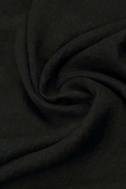 Black Pintuck Linen Shirt Dress 5