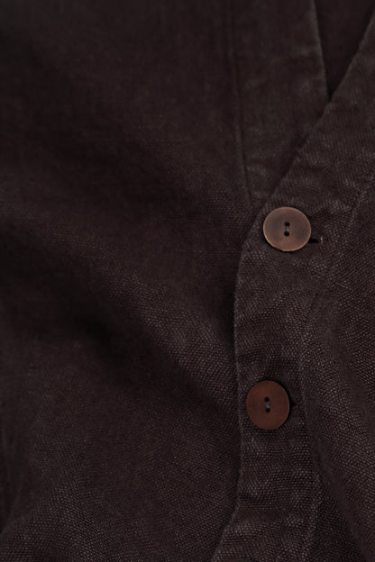 Flared Back Truffle Brown Heavy Linen Coat