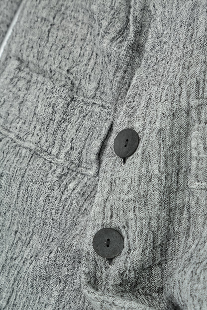 Flap Pocket Grey Textured Linen Jacket 6