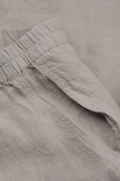 Straight Full Length Beige Linen Trousers 5