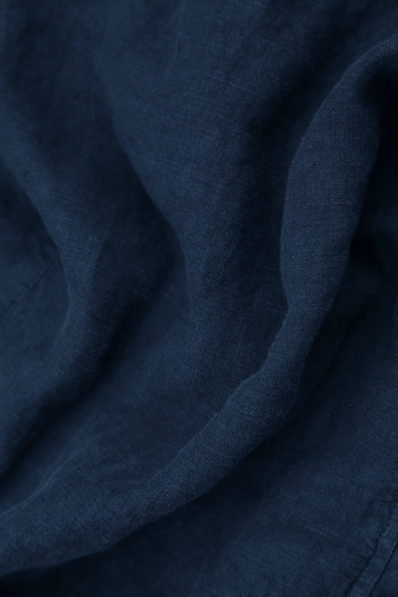 Wide Loose Royal Blue Linen Shirt
